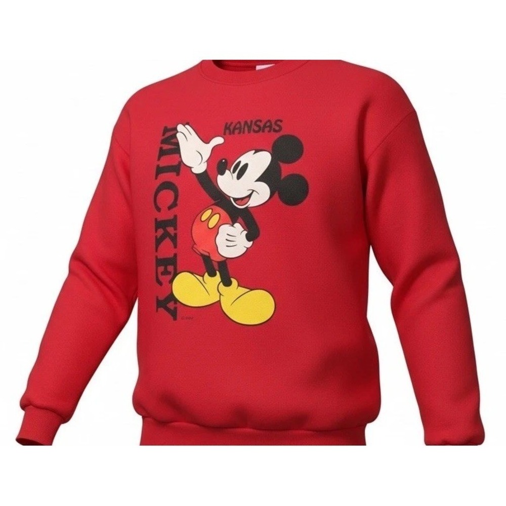 Vintage 80s/90s Velva Sheen Mickey Mouse Kansas Disney Red Size L Sweatshirt USA